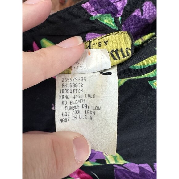 Vintage Stuart Alan 1980s 90’s BOLD FLORAL Bouquet Team Dress 1940’s Flare Midi - Picture 7 of 11